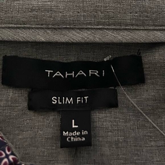 NWT Tahari Slim Fit Purple Geometric Casual Button Down S/S Shirt. Size L - Picture 5 of 8